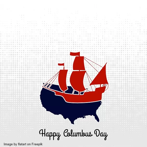 Red and Blue Sailing Ship on White Background